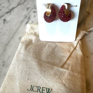 J. Crew Red Beaded Statement Earrings